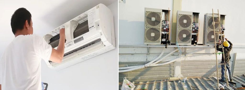 Bảo dưỡng điều hòa giúp tiết kiệm điện tại Hà Nội - Kỹ thuật viên kiểm tra điều hòa