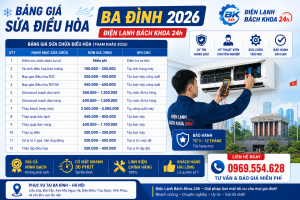 Bảng giá sửa điều hòa tại Ba Đình Hà Nội